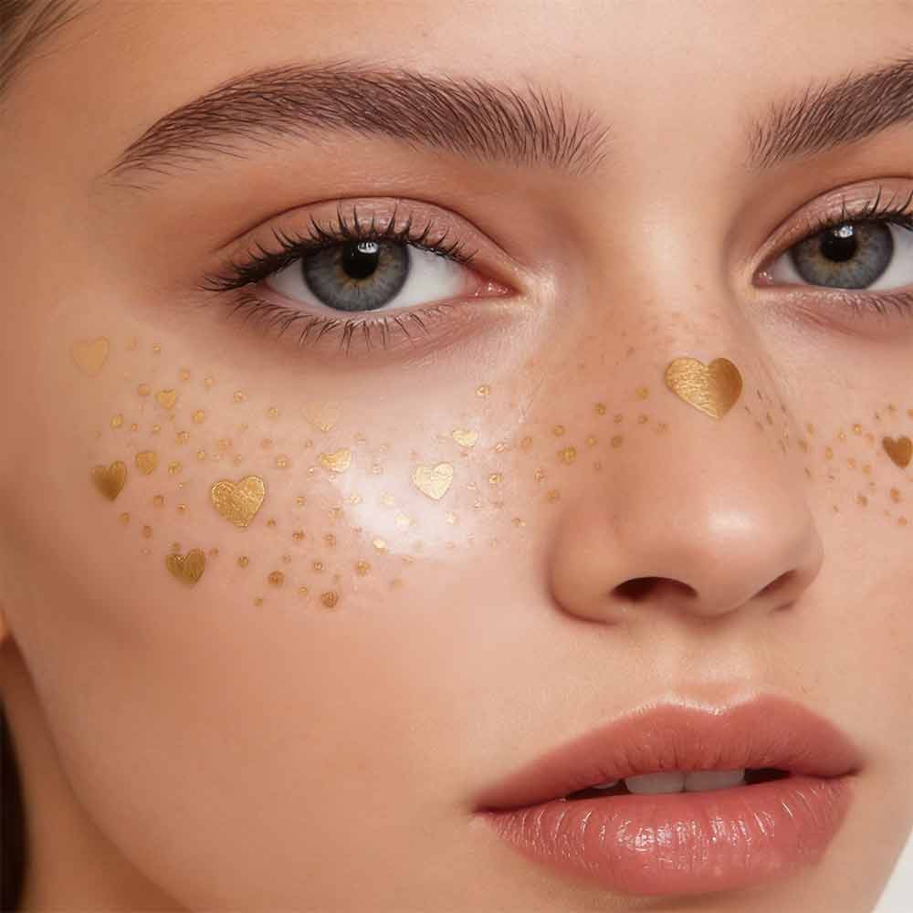 6Pcs Star Heart Freckle Tattoo Sparkle Face Tattoo Sticker Face Temporary Tattoo Music Festival