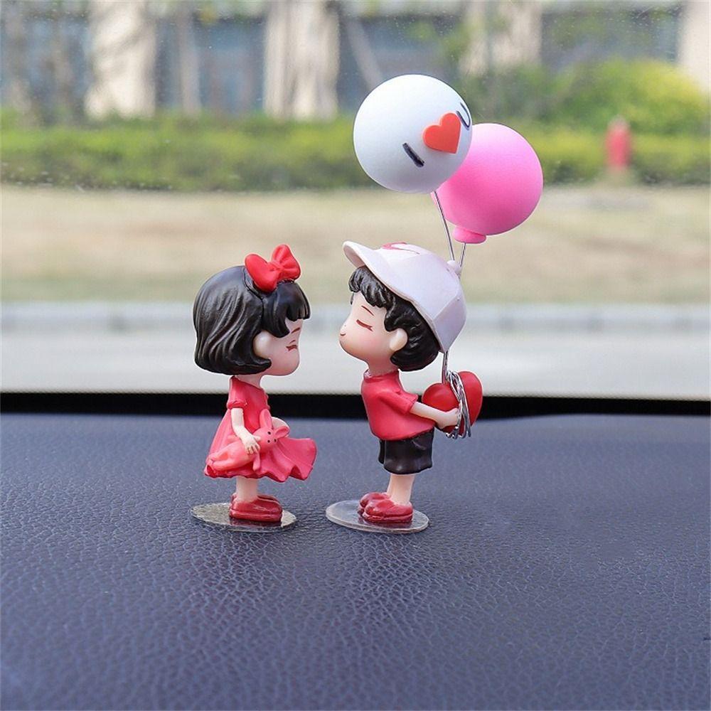 Girls Gifts Balloon Ornament Dashboard Figurine Cartoon Couples Model Car Ornament Car Decoration
