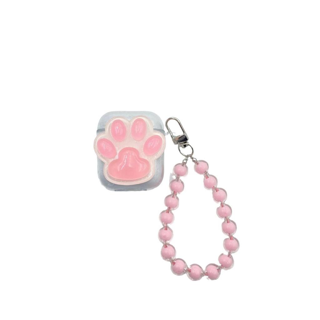 Pink cat scratch + pearl pendant, suitable for AirPods Pro Apple Bluetooth headset case 1/1/1/1st generation