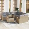 VidaXL Set of 9 Garden Sofas with Beige Cushions In Poly Rattan 3348616