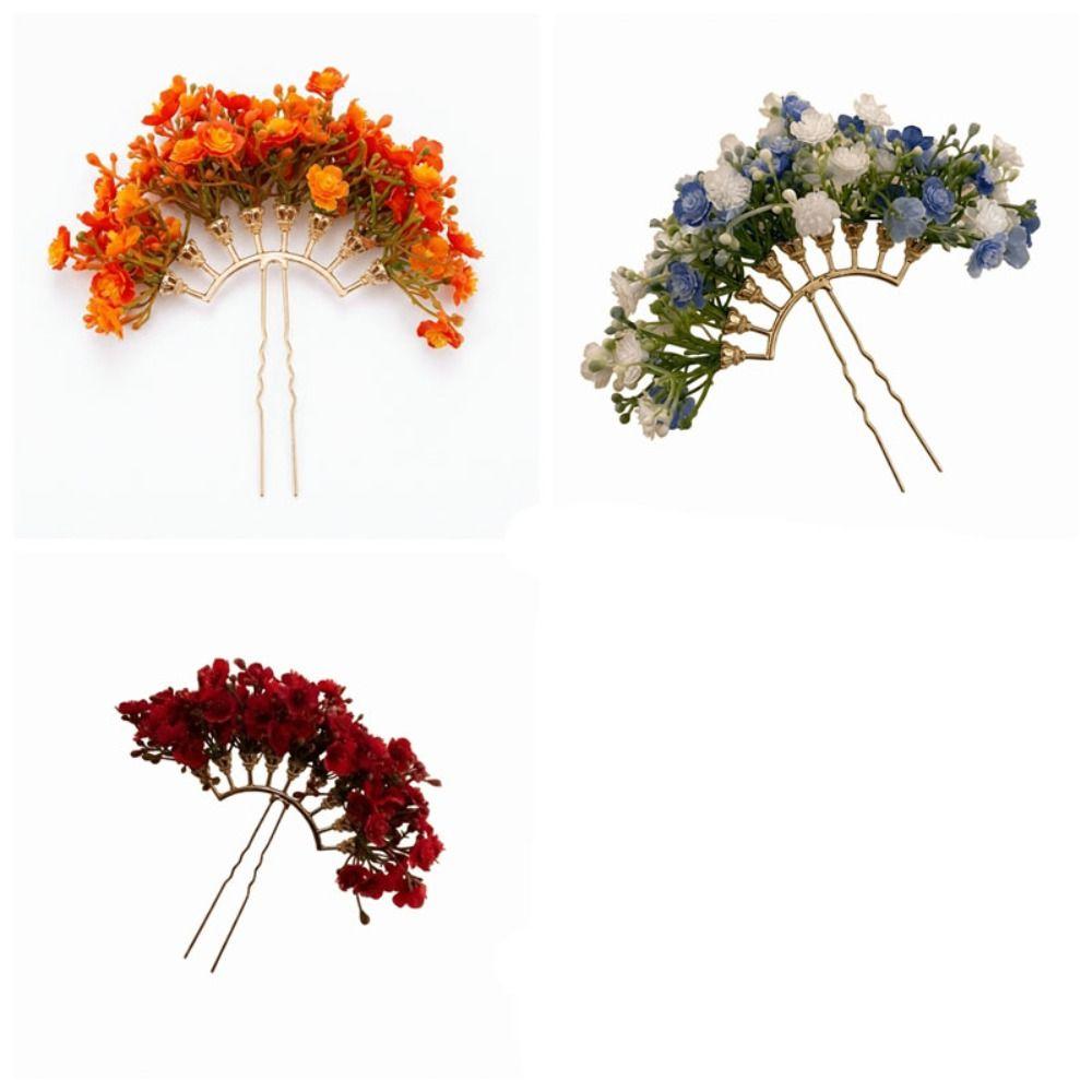 Fairy Starry Sky Flower Hiar Stick U-shaped Bride Side Clip Thai Hairpin Hair Accessories