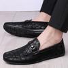 Fashion New Arrival Black Loafers Men's Genuine Leather Slip On Flats High Quality Male Business Shoes Soft Sole Casual Shoes Moccasin