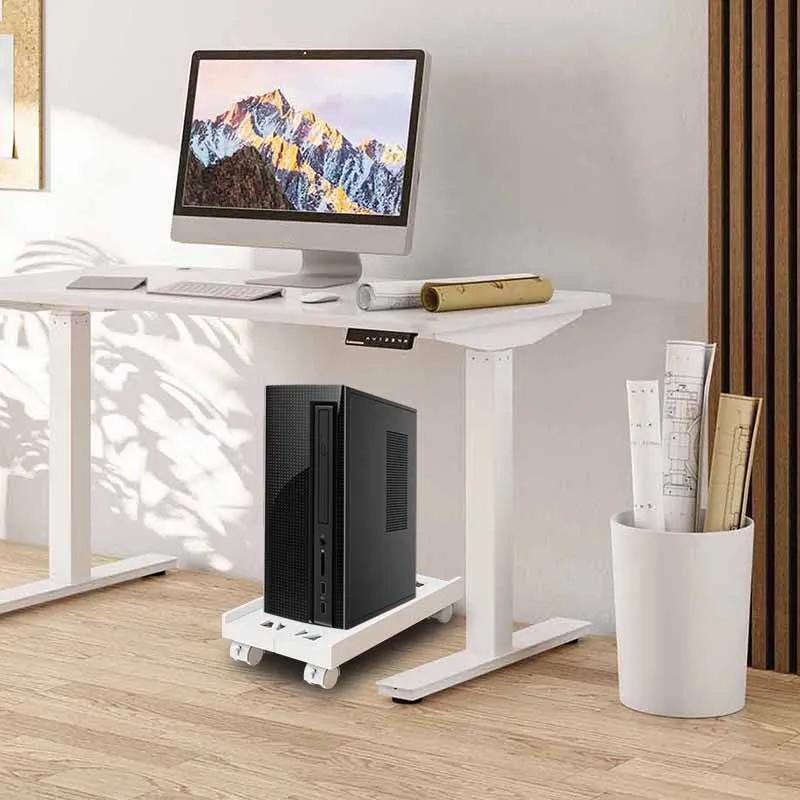Ventilated Computer Tower Stand PC Tower Stand with 4 Caster Wheels Fits Most PC, Under Desk CPU Holder PC Floor Cart PC Riser