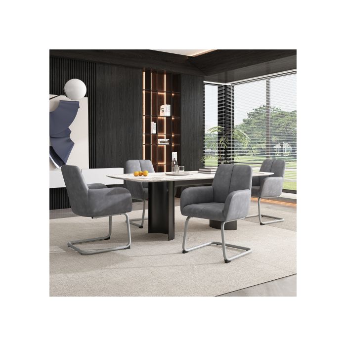 Chaise de salle à manger - MUVOE - Ensemble de 6 - Cuir microfibre - Pieds en acier - Confort ergonomique