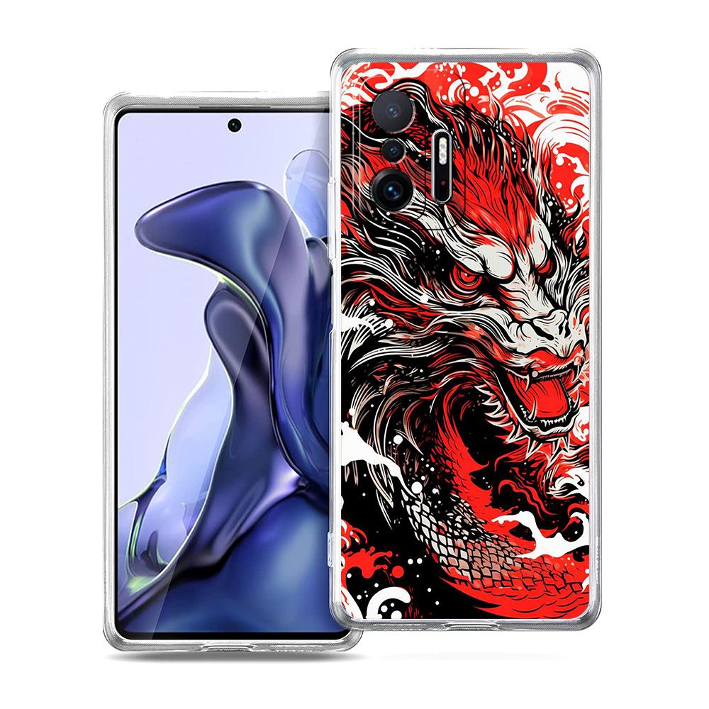 Прозрачный чехол для телефона для Xiaomi Mi 14 13 12 11 Ultra Poco X3 NFC F3 F6 Pro Мягкий ТПУ корпус Модный тренд Мультяшный Китайский дракон