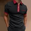 Men's Casual Color Contrast Short Sleeve T-shirt Fashion Casual Stretch Short Sleeve POLO Shirt