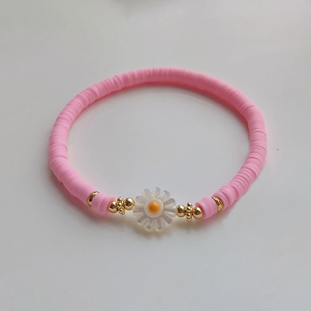 Женские браслеты с цветком ромашки Y2K, аксессуары, диск из полимерной глины, бусины, браслет Heishi, браслет в стиле бохо, летние ювелирные изделия Pulseras