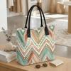  Boho Geometric Tote Bag Canvas Casual Large Shoulder Handbag for Daily Use