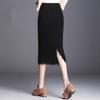Осенне-зимняя женская трикотажная юбка миди, женская юбка с высокой талией, плотная искусственная норковая бархатная кружевная тонкая юбка на один шаг