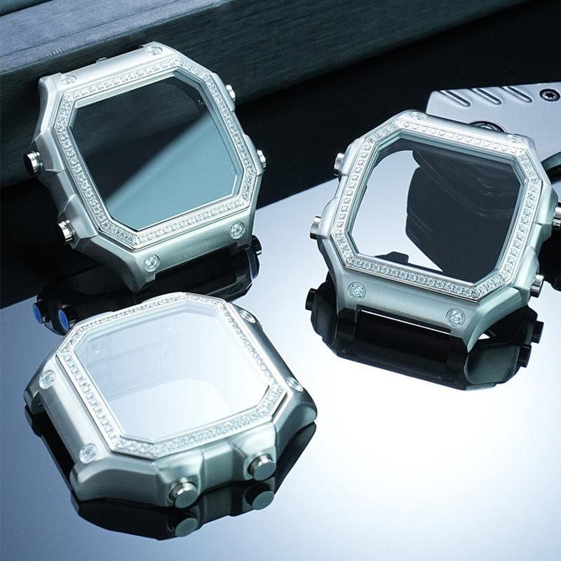 Чехол для Casio 3299 маленький квадратный AE-1200 1300, модифицированный корпус из нержавеющей стали с инкрустированным стразами корпусом, DIY