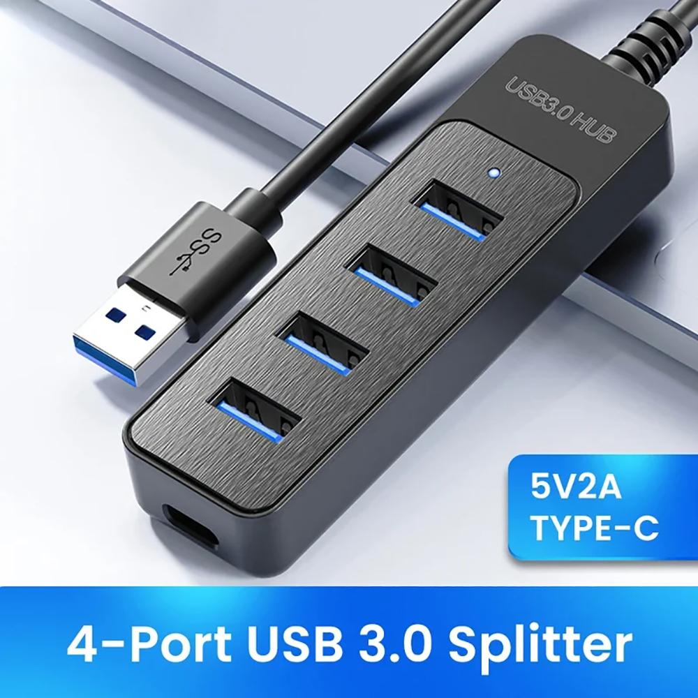 4 Ports USB 3.0 HUB Splitter High Speed Data Transfer Multi Port USB Power Adapter Type C HUB Extender for Laptop PC Accessories