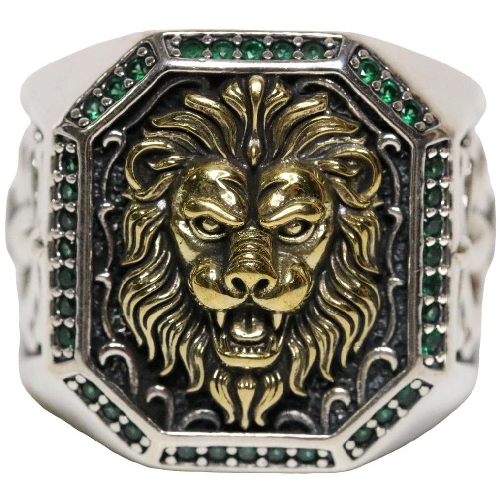 Bercute Sterling Silver Lion Ring for Adjustable Popular Sterling Thick Lily Always Large Sterling Antique Men, Size 19, 20, 22, 23, 24. Stylish,