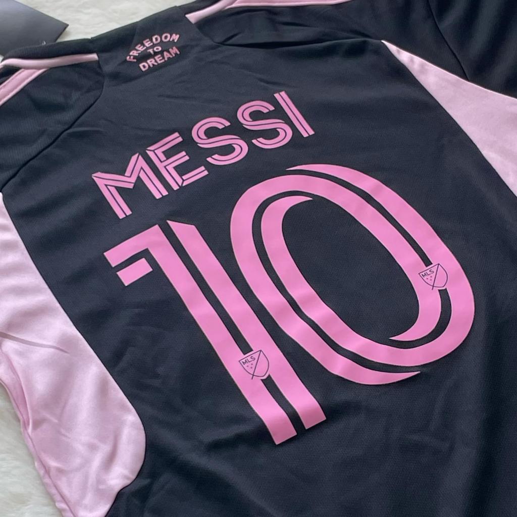 [MioKio] Детские носки-реплики формы Messi Inter Miami, комплект из 3 предметов с бонусным брелоком (120), Черный [Предмет]