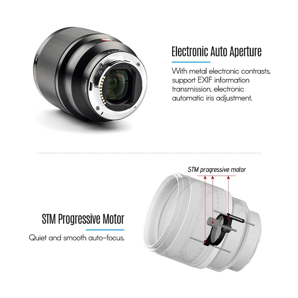 Объектив Viltrox 85mm F1.8 STM Pro AF с автофокусировкой для Sony A6500 A6300 с байонетом E
