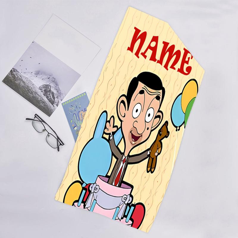 1pc Mr Bean1 Beach Towel with Custom Name, Beach/Swimming/Bath/Picnic/Camping Towel, Suitable for Seaside Beaches