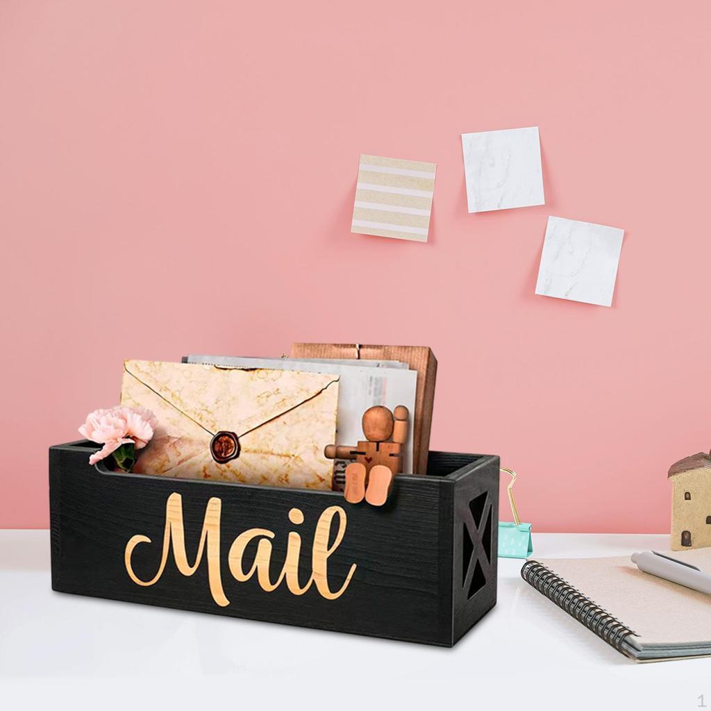 Wood Mail Organizer Wall Mounted or Countertop Decorative Housewarming Gift for Office Desk