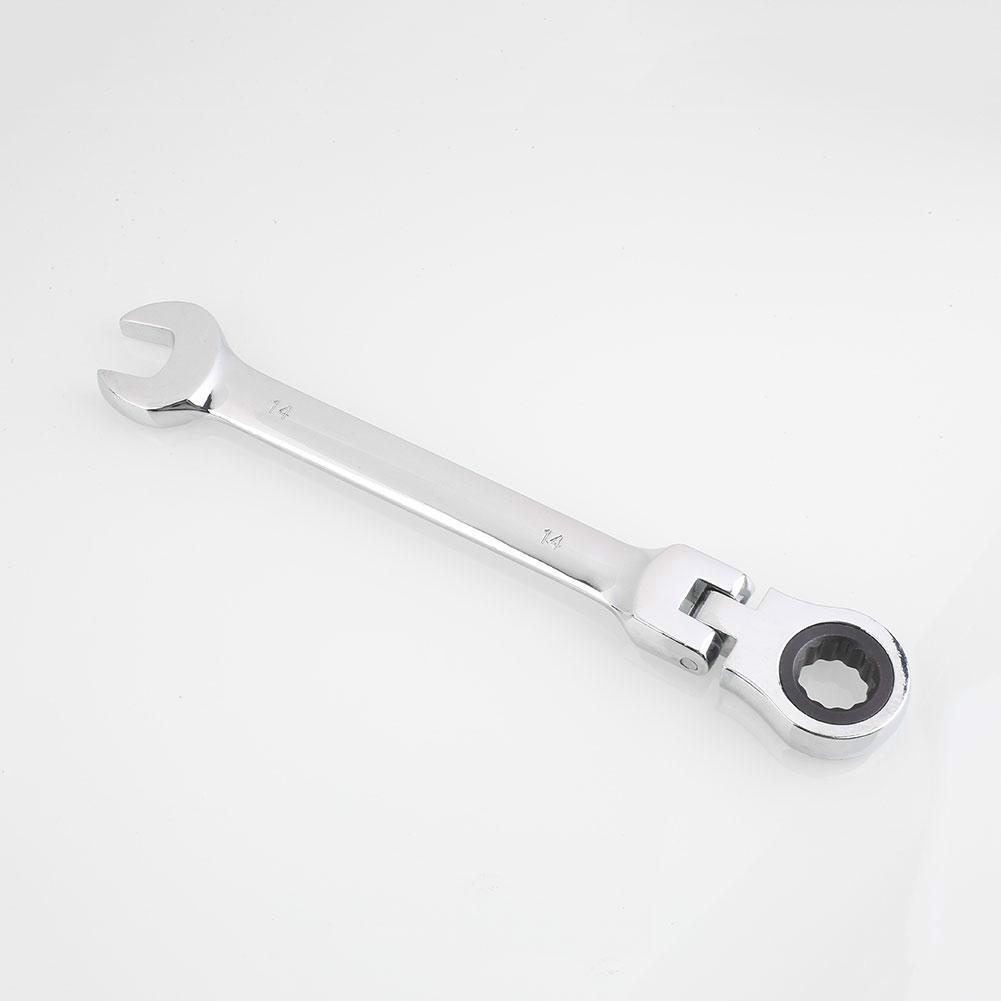 Набор из 6 комбинированных трещоточных ключей с поворотной головкой и 72 зубьями – Хромованадиевая сталь, Реверсивный трещоточный рожковый и накидной ключ