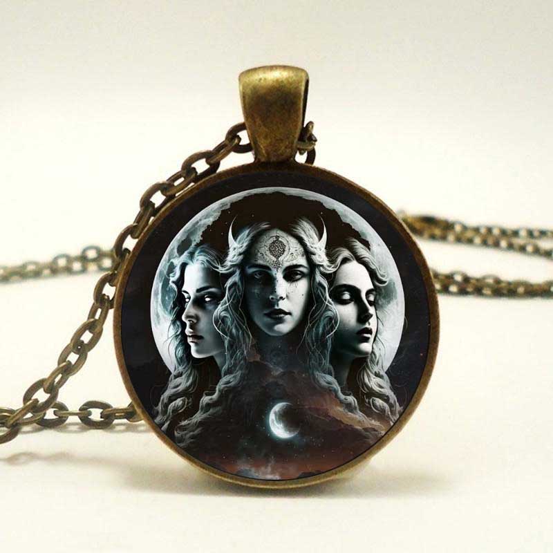 Лунная Богиня Шея Цепочка Ожерелье Кулон Стеклянный Кабошон Ожерелье Женское Ожерелье Ювелирные Изделия