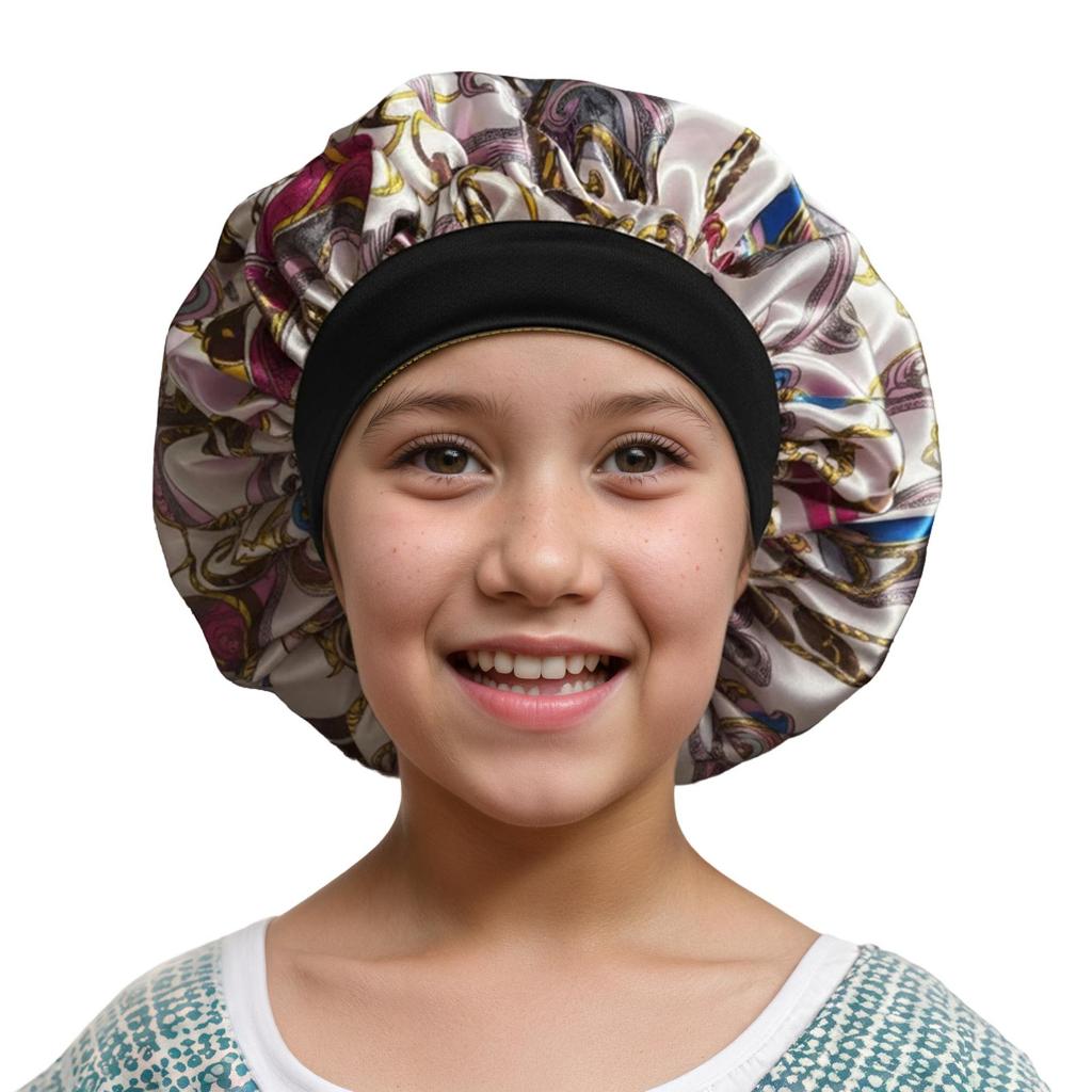 Children's Satin Sleep Cap - Soft Elastic Silk-like Hair Care Hat