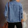 Женская джинсовая куртка с длинным рукавом, базовая укороченная повседневная джинсовая куртка с лацканами на пуговицах