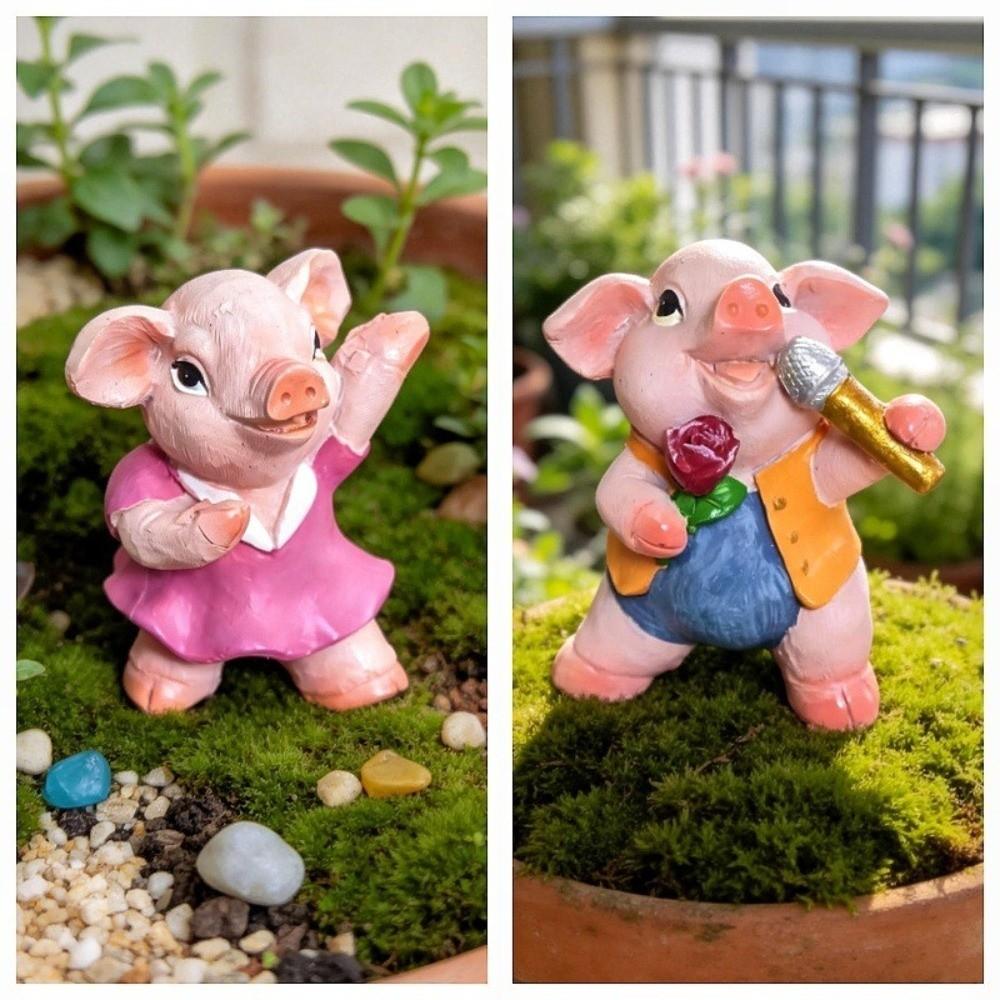 4Pcs Cute Pig Pig Statue Desktop Pig Decor Exquisite Pig Ornaments Home