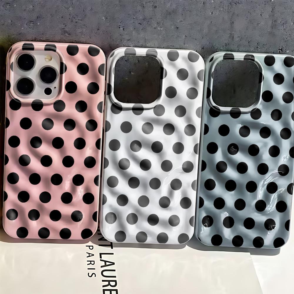 Черный Чехол из Силикона в Горошек Однотонный Для Iphone 15 14 13 11 12 17 Plus 16 Pro Max Простой Минималистичный Чехол
