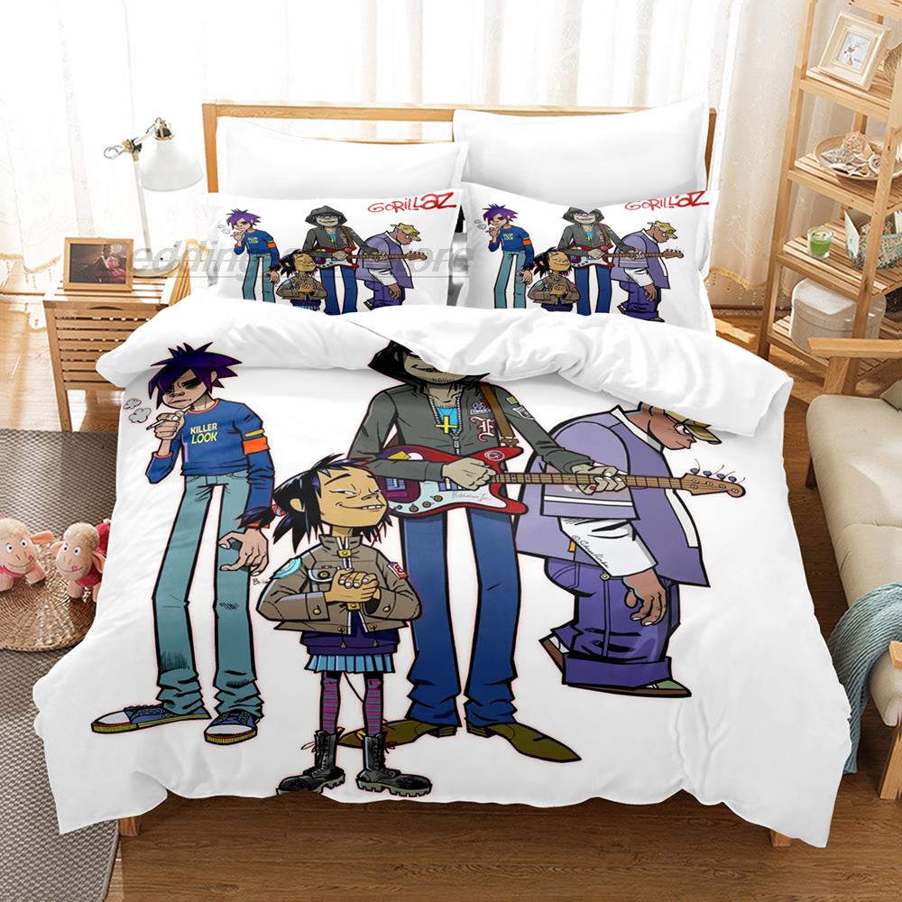 Постельное белье Gorillaz Комплект Односпальный Полуторный Двуспальный Кингсайз Комплект для кровати Взрослый Детский Спальня Пододеяльник Комплекты 3D Принт Gorillaz 2022