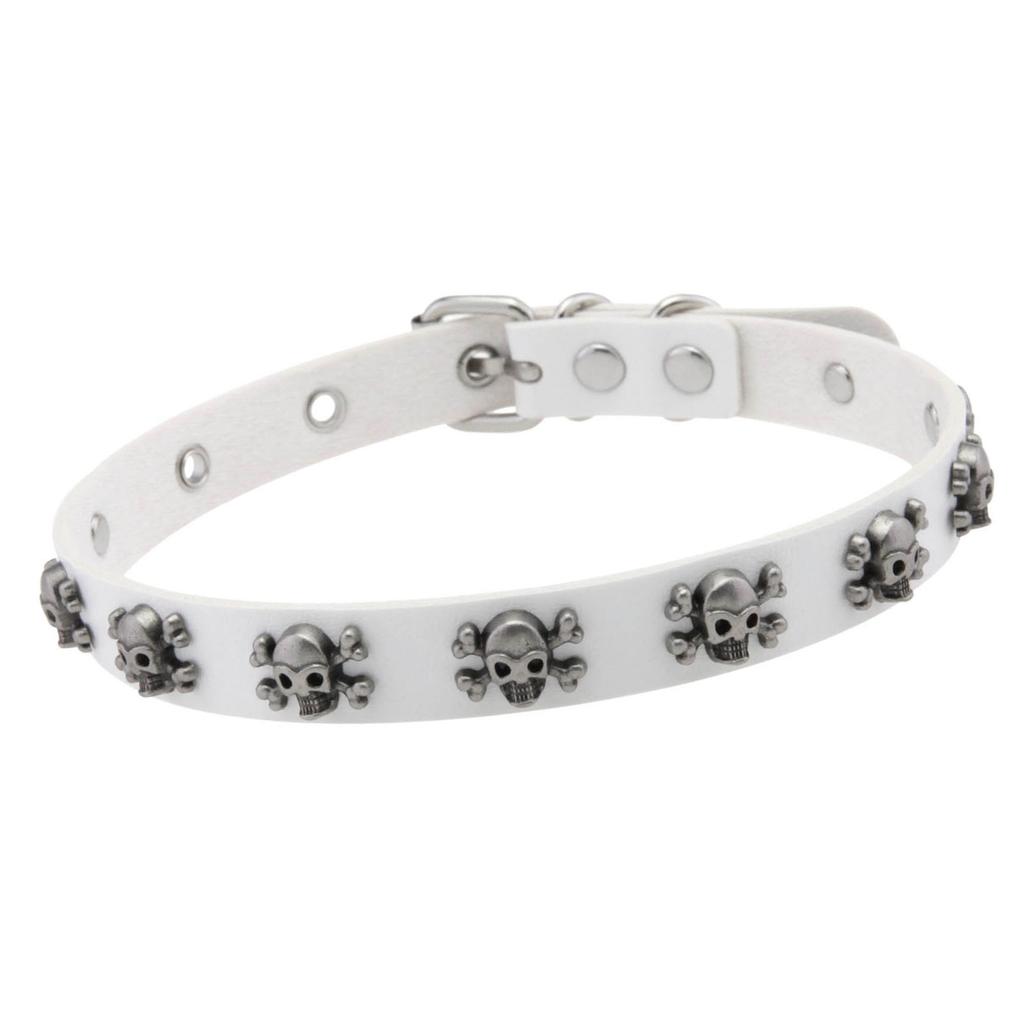 Дерзкий дизайн черепа Чокер из ПУ кожи Регулируемый готический воротник Панк стиль Украшения для женщин мужчин Уличная одежда