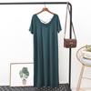 Модальное повседневное платье с v-образным вырезом для женщин, летнее платье с открытой спиной и завязками с короткими рукавами, однотонное свободное дышащее легкое удобное длинное платье плюс