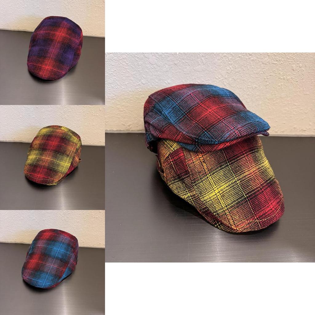 Retro Check Pattern Flat Cap For Fall Winter Fashion Statement