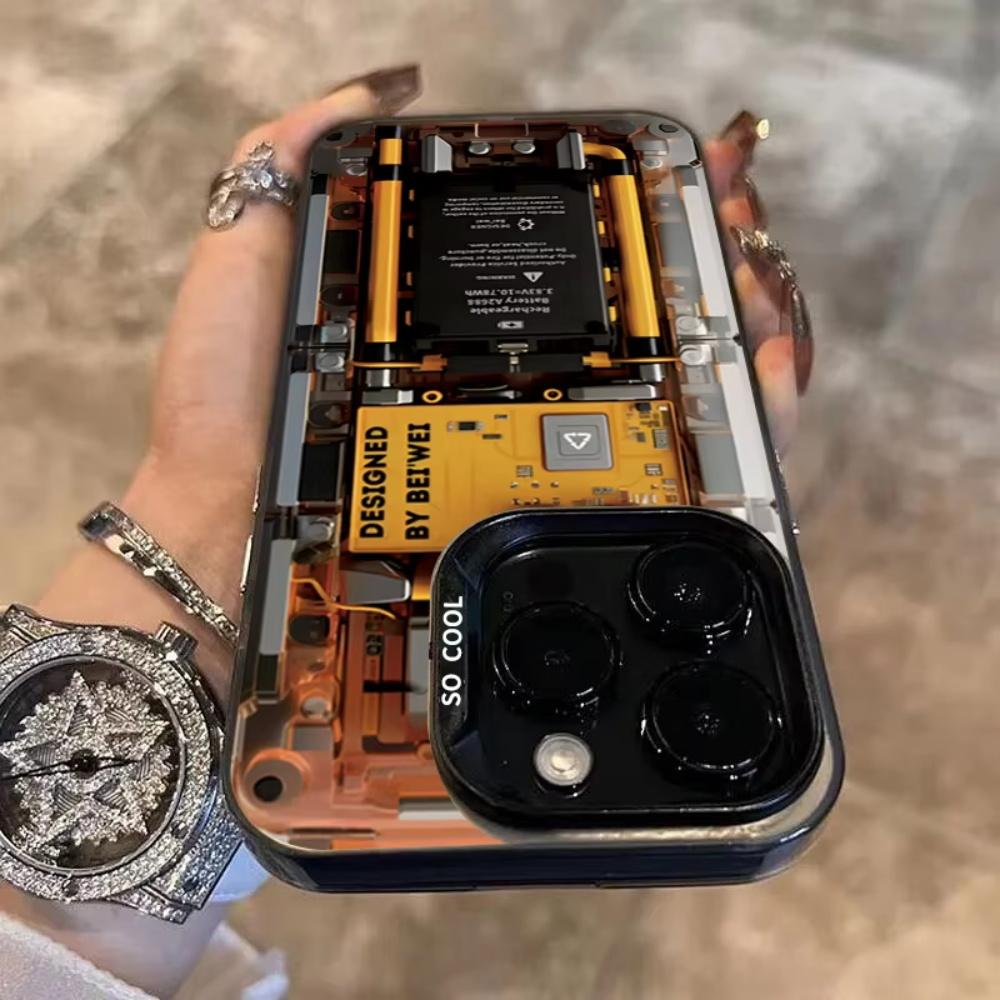 Продвинутый чехол для телефона с печатной платой для iPhone 15 17 17Air 14 13 12 11 Pro Max Plus 7 8 16E Прозрачный противоударный чехол Жесткая крышка
