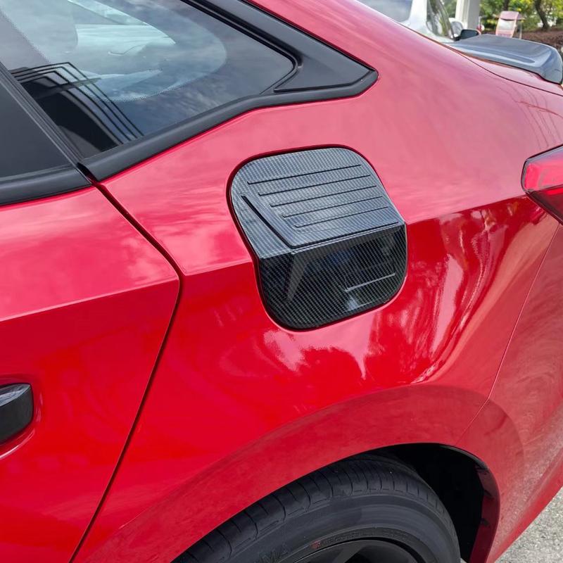 ABS Carbon Fiber Black fuel filler tank door Cover Gas Cap Sticker Fit For Honda Civic 11th Gen -