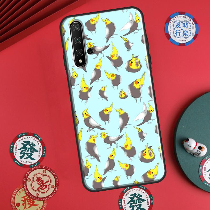 Cartoon Cockatiel Collage For Huawei P20 P30 P40 Lite P60 Pro Nova 12i 11i 8i 12s 9 10 SE Y90 Y60 Y70 Y72 Y61 Y91 Case