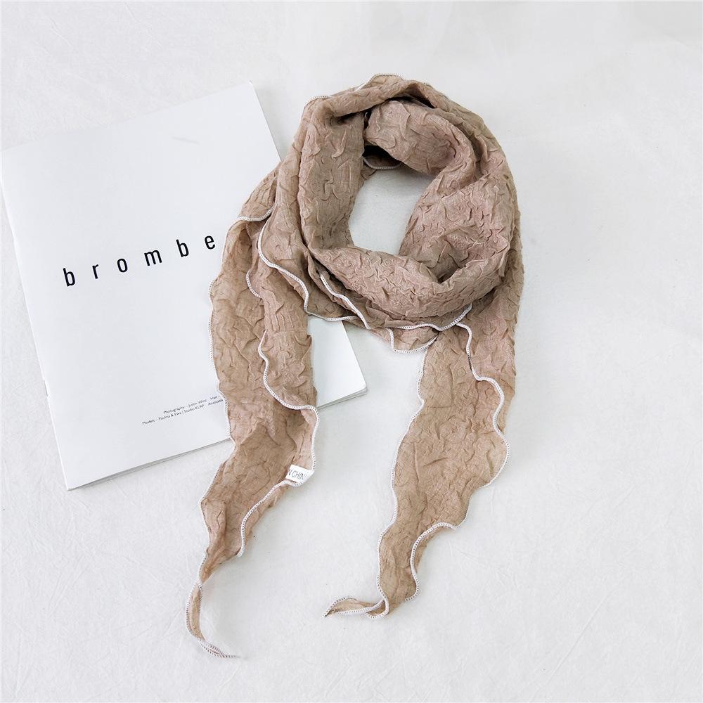 Новый однотонный шарф для женщин на весну и осень, универсальный ремешок на запястье, повязка на голову, модное украшение, защита шеи для студентов, небольшой шарф