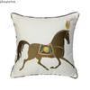 Modern Embroidery Horse Designer Pillow Case Sofa Cushion Cover White Canvas Home Bedding Decorative 45 X 45cm Sell by Piece