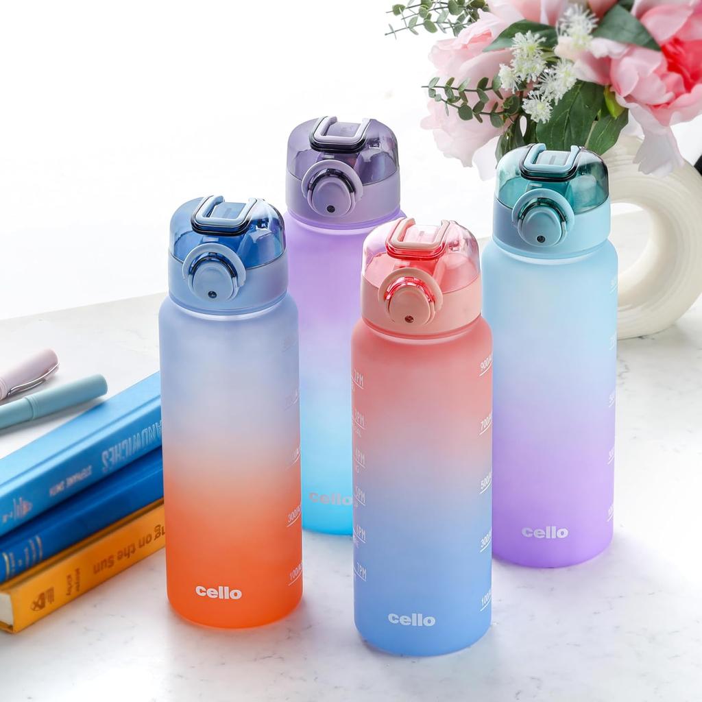 CELLO Large 1160ml Leakproof Water Bottle With Straw For Gym Office And Travel In Vibrant Purple Blue