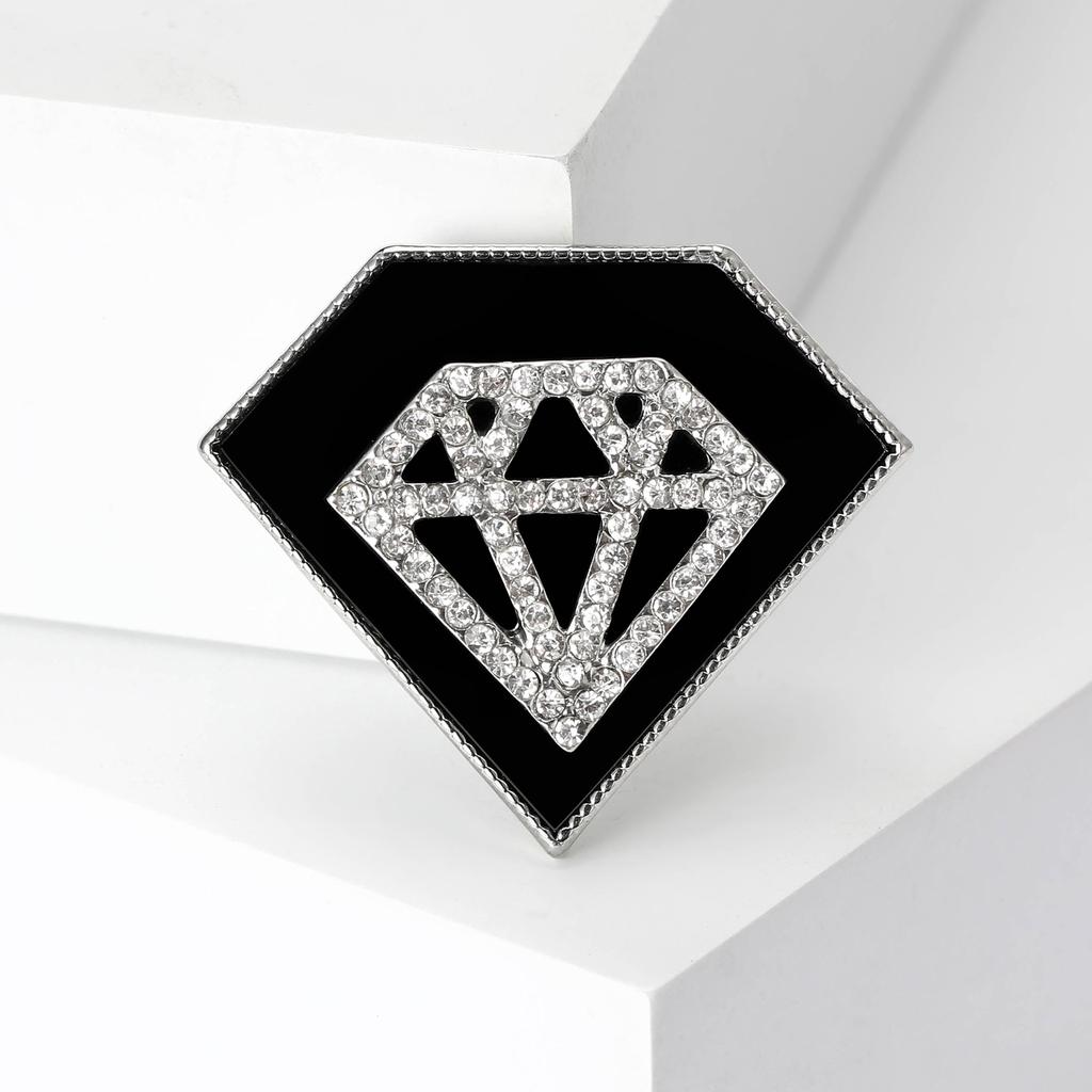 New Fashionable Diamond Shaped Brooch with Simple and Retro Diamond Inlaid Pin for Women's Clothing Accessories Corsage