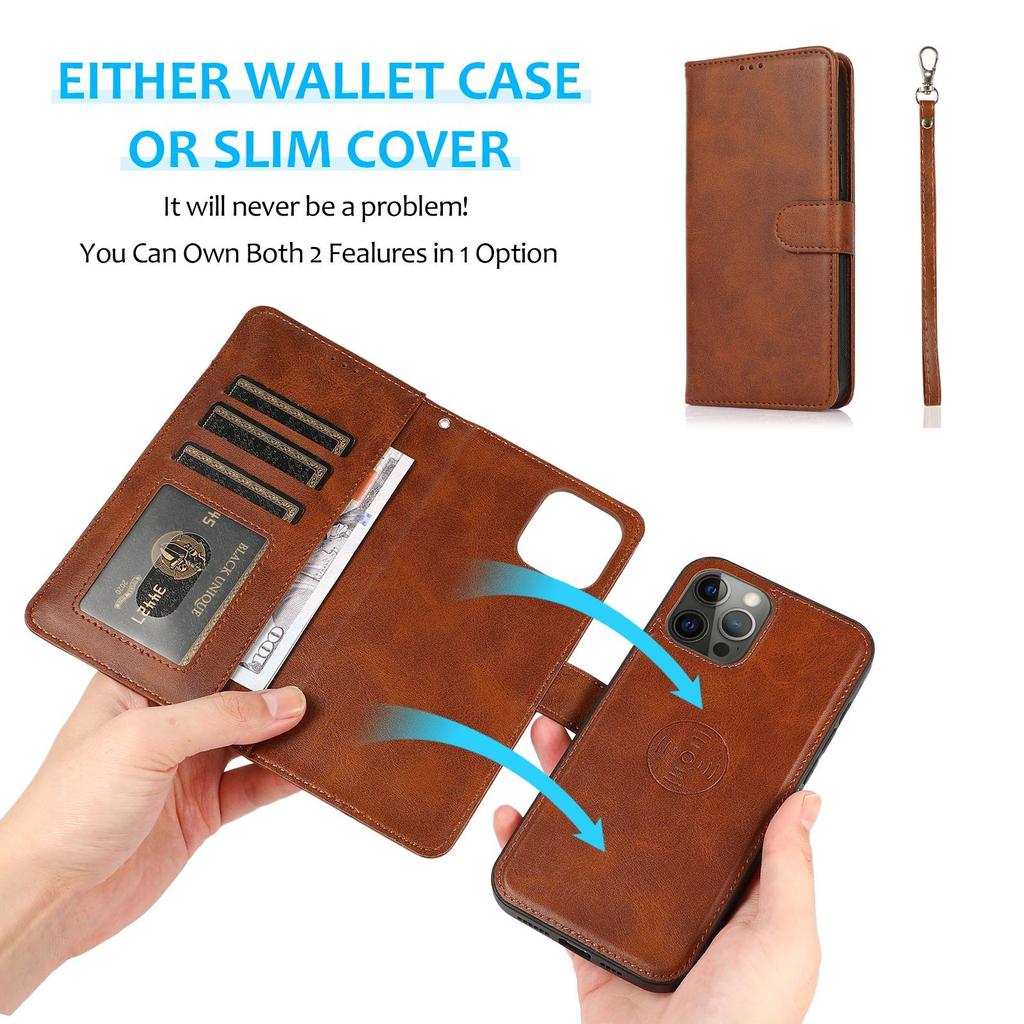 2 In 1 Detachable Magnetic Leather Wallet Case For iPhone 16 15 14 13 12 11 Pro Max Plus XR Samsung S25 S24 S23 S22 S21 S20 Ultra Plus A16 A15 A55 A54