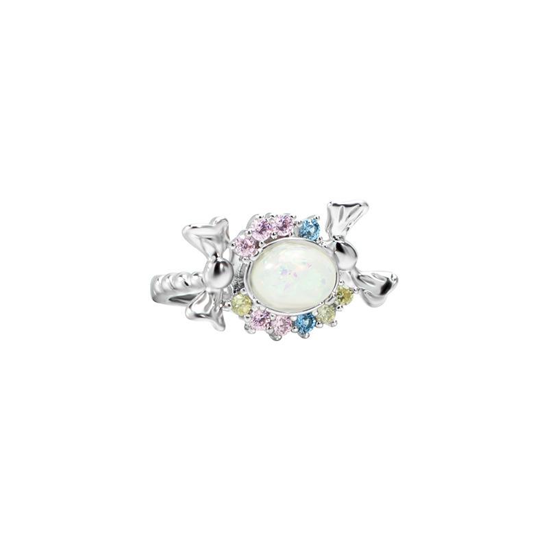 Irregular Opal Ring Trendy Elegant Simple Women Punk Lava Texture Handmade Rings Girls Party Jewelry Gifts Accessories