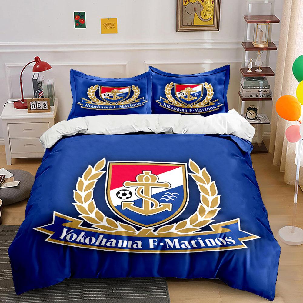 Yokohama F-Marinos Emblem Bedding Duvet Cover Set Duvet Cover Pillowcases (1*Duvet Cover 2*Pillowcases, without duvet insert)
