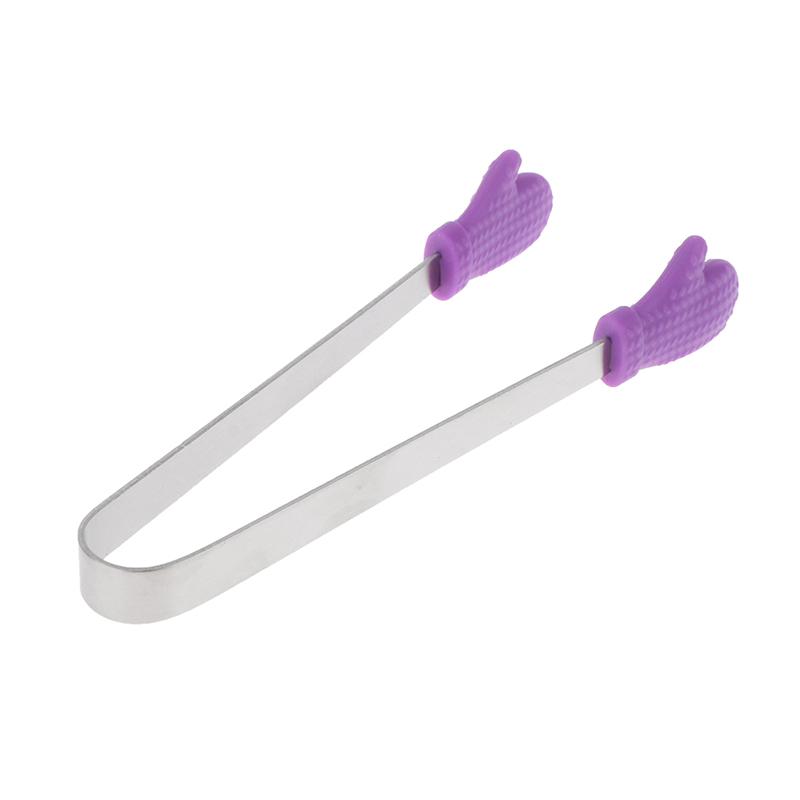 1Pc Silicone Food Tongs Gloves-Shaped Stainless Steel Non-Slip Kitchen Utensil Ice Candy Food Clip Mini Ice Cubestongs