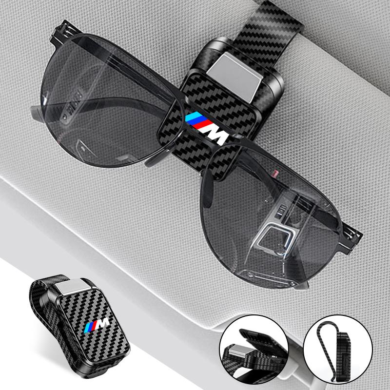 BBKU7 Car Carbon Fibre Sun Visor Glasses Clip Sunglasses Bracket For BMW 50th Anniversary 1 3 5 7 series E83 F16 E70 BMW M M3 M5