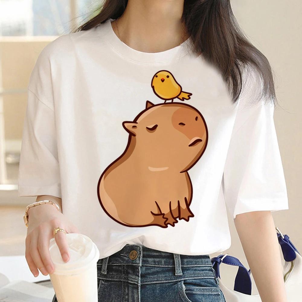 Cute Capybara Clothing T-Shirt Unisex Vintage Cartoon T Shirt FeUnisex Casual Anime Top Tees T Shirt Unisexga Unisex Graphic Tee Tops