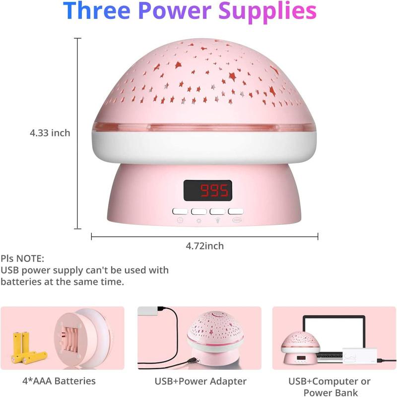 Детский проектор ночного света с таймером дистанционного управления, вращающийся на 360 градусов, 3 уровня яркости