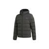 Solid Color Logo Print Hooded Zipper Down Jacket Men Outerwear Dark-Green FT2520