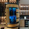 Casier À Vin LED RGB - Creative Cooper - Tonneau En Bois Avec Des Portes, Meuble Rangement Bouteille Alcool, 80x50 Cm, Chêne