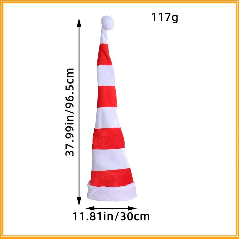 1 шт. Взрослая красно-белая полосатая бархатная рождественская шапка Карнавальная шапка костюма эльфа на Хэллоуин с фетровой подкладкой для вечеринки, фотобудки