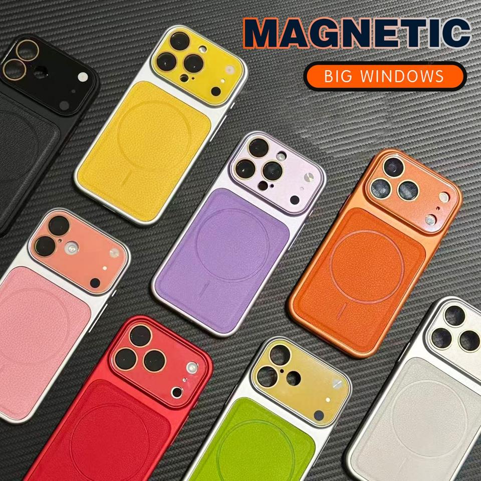 Official Leather Magnetic Phone Case for iPhone 17 11 12 13 14 15 16 Pro Max Magsafe Wireless Charge Protector Cover