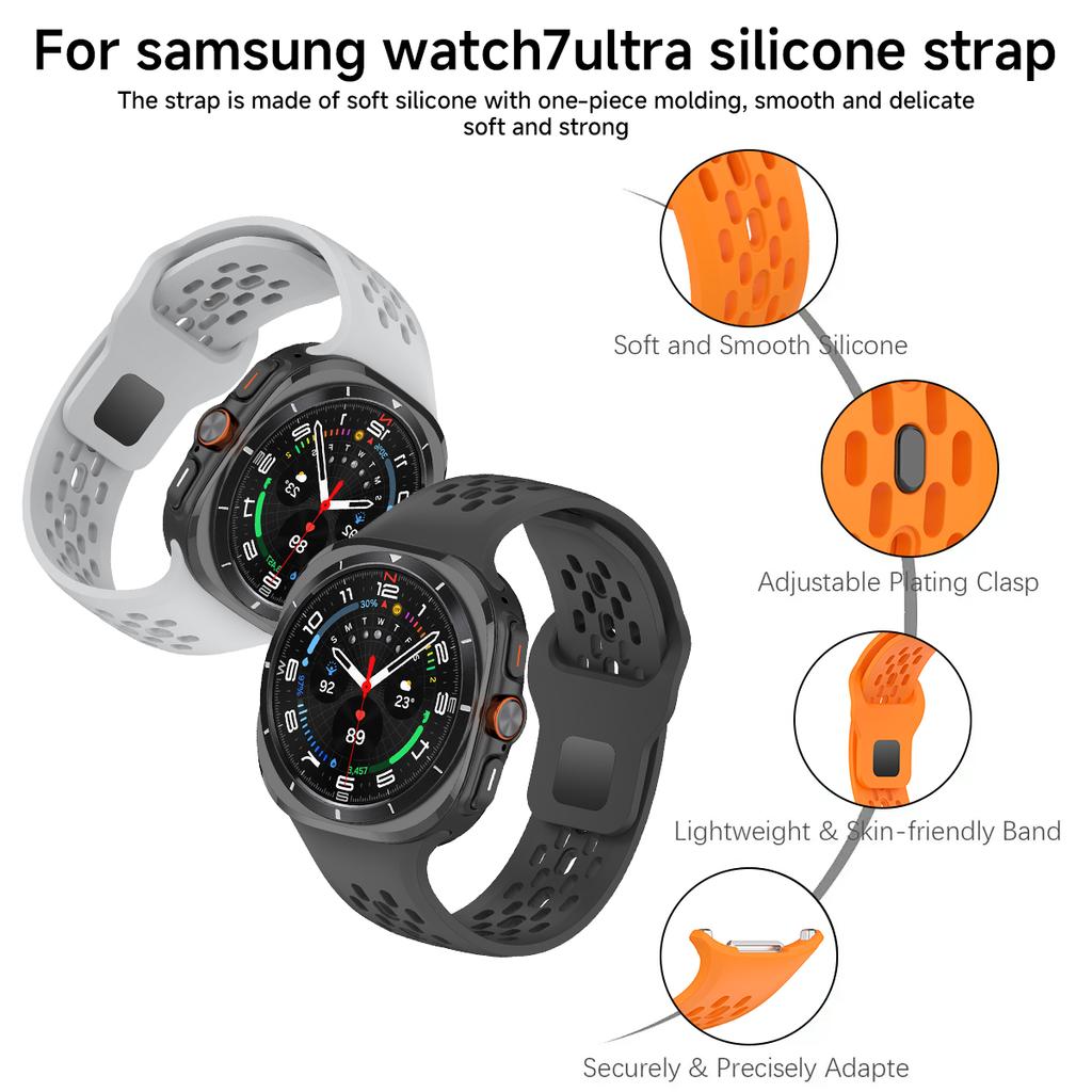 Soft Breathable Silicone Band for Samsung Galaxy Watch 7 Ultra 47mm Sports Loop Strap No Gaps Bracelet for Galaxy Ultra 2025