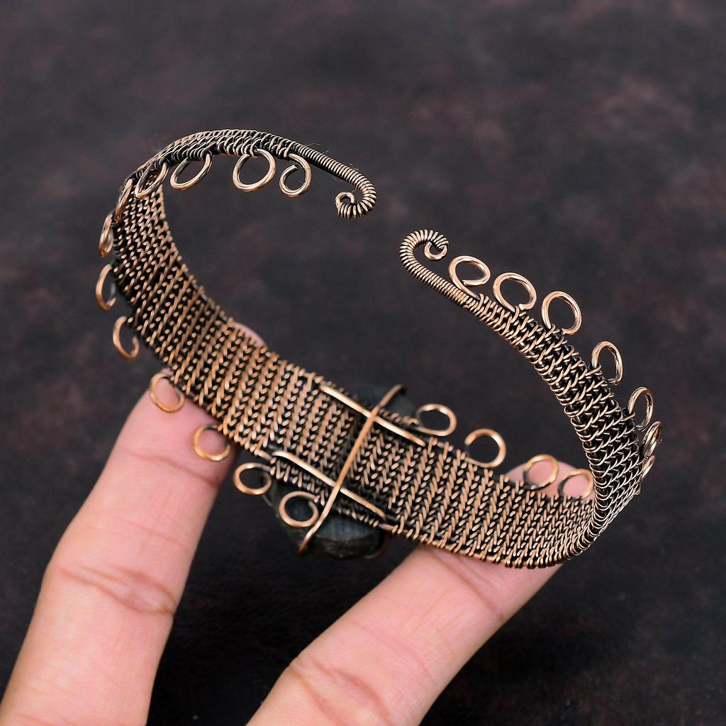 Abalone Shell Bangle Copper Wire Wrapped Cuff Bracelet Handmade Real Gemstone Bangle Adjustable Cuff Bracelet Wire Wrap Jewelry Gift For Her